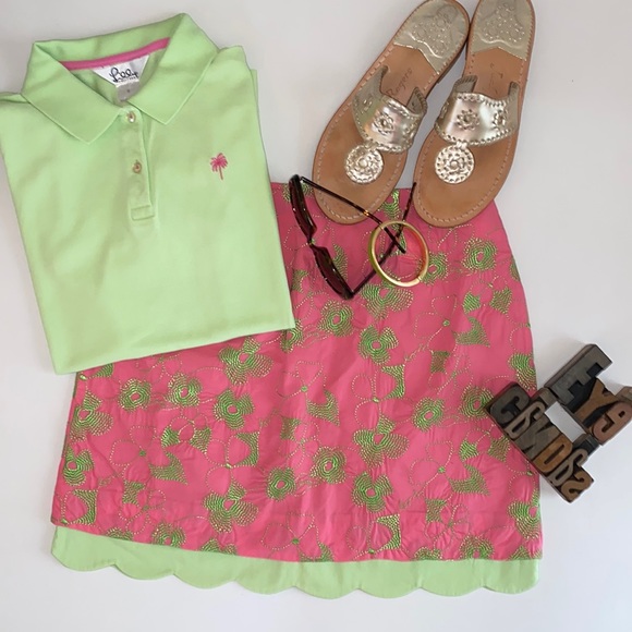 🌴LILLY PULITZER ‘Cynthia’ Embroidered/Scalloped Hem Skirt - Picture 1 of 8